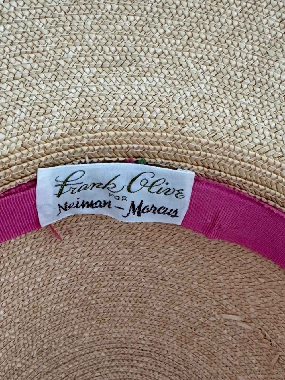 Frank Olive for Neiman Marcus Metallic Gold Straw Vintage Wide Brim Hat